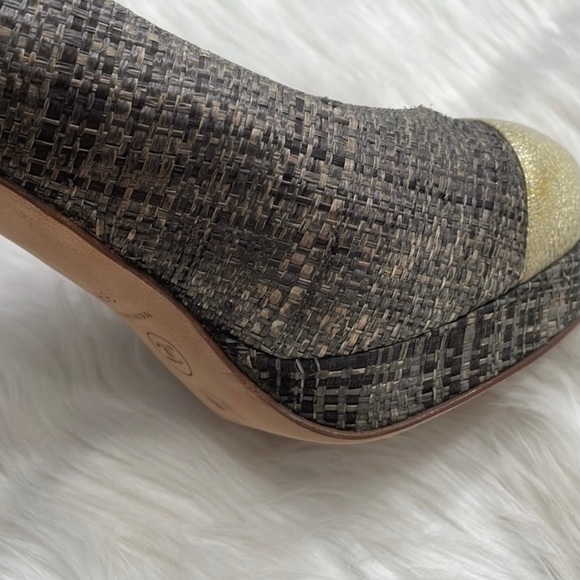 ⚜️New CHANEL Beautiful Tweed Cap Toe Platform Shoes Pumps 39.5 Authenticated - Picture 8 of 16